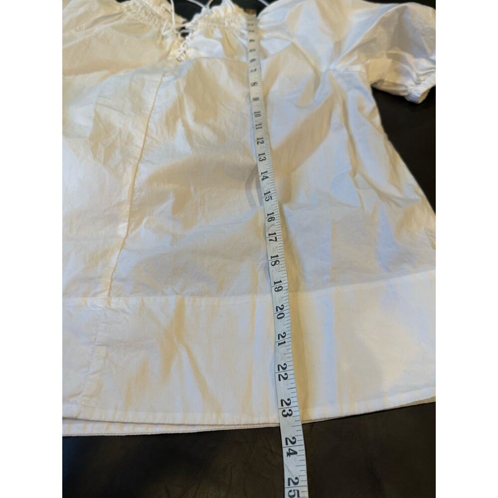 J.Crew Re-Imagined White Puff Sleeve Smocked Peasant Blouse Women’s Size Small - Picture 6 of 8